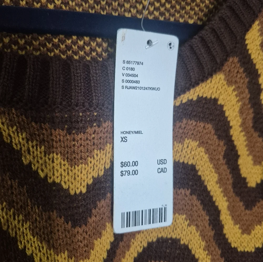 Ragged Jeans Urban Outfitters Brown and Yellow Sweater Xs - Picture 3 of 4